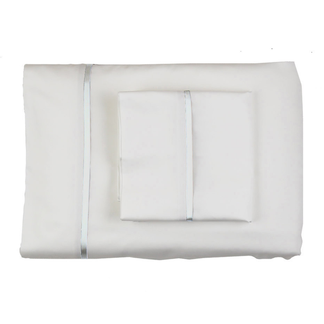 Ann Gish White/White Queen Silk Trim Sheet Set