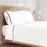 Ann Gish White/Periwinkle King Ready-to-Bed 2.0 Cotton & Trim Sheet Set