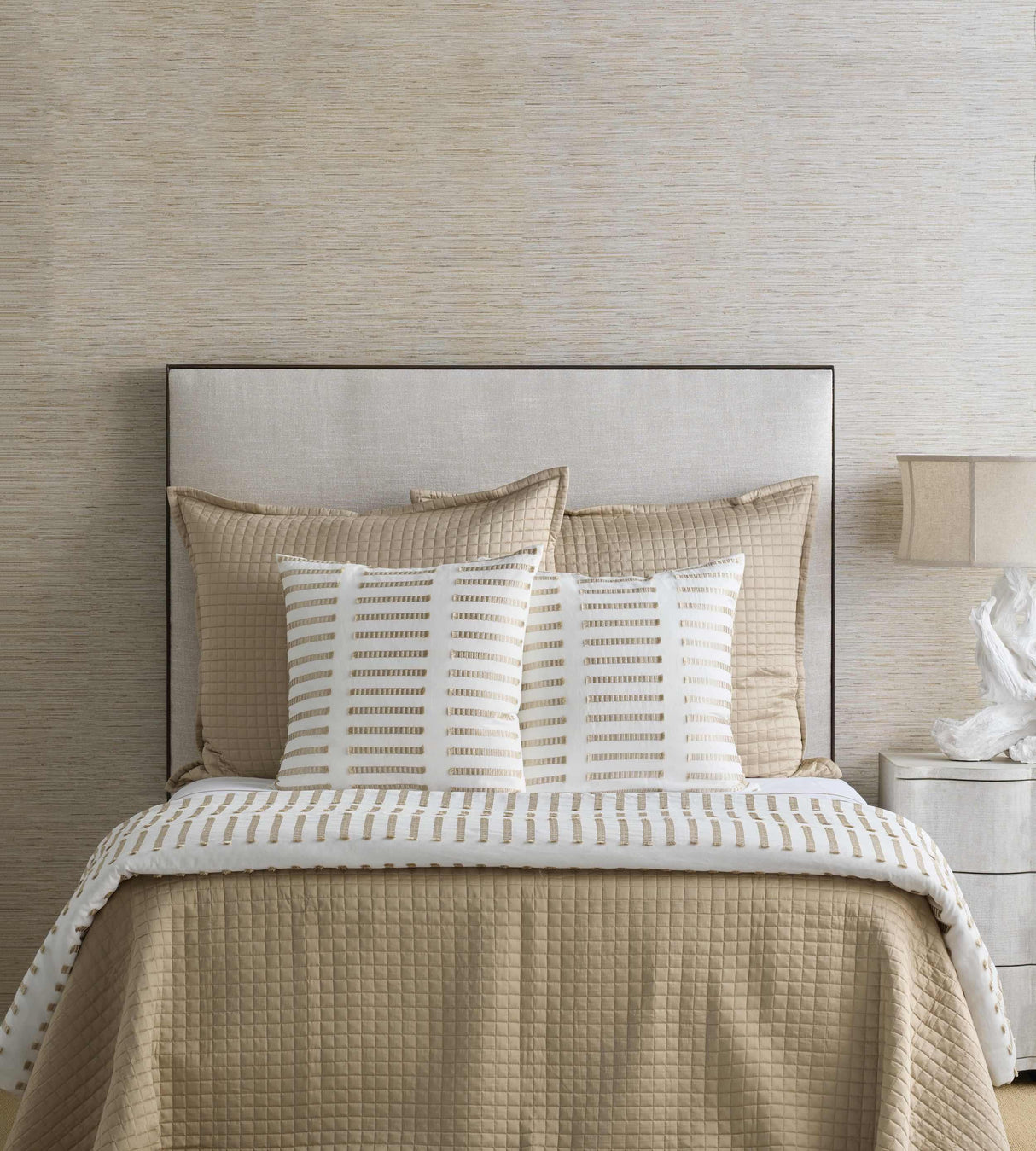 Ann Gish White/Taupe Latera Throw