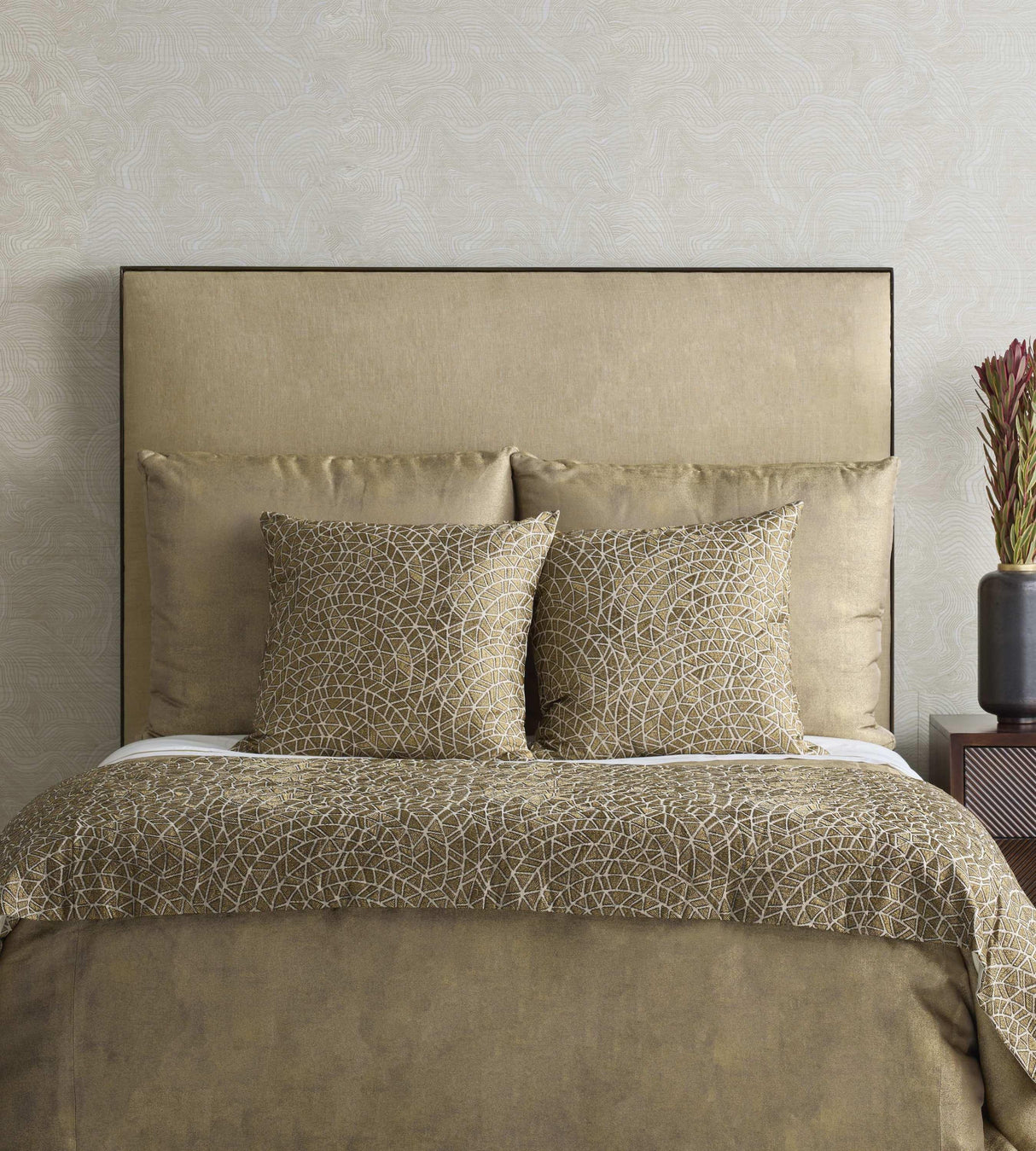 Ann Gish Gold/Charcoal Ornament Throw