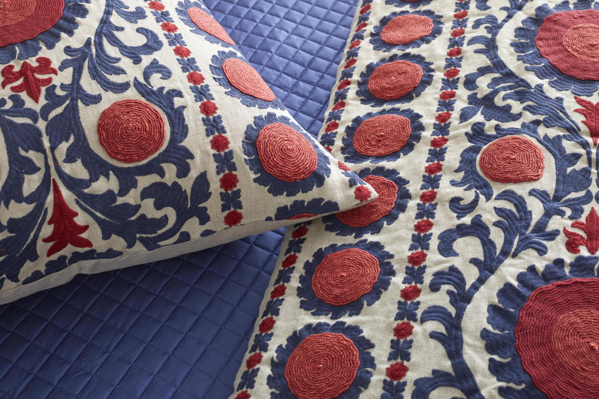 Ann Gish Indigo 96x50 Suzani Throw