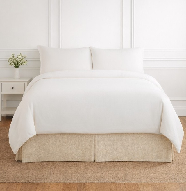Ann Gish Natural King Basketweave Tailored Bed Skirt