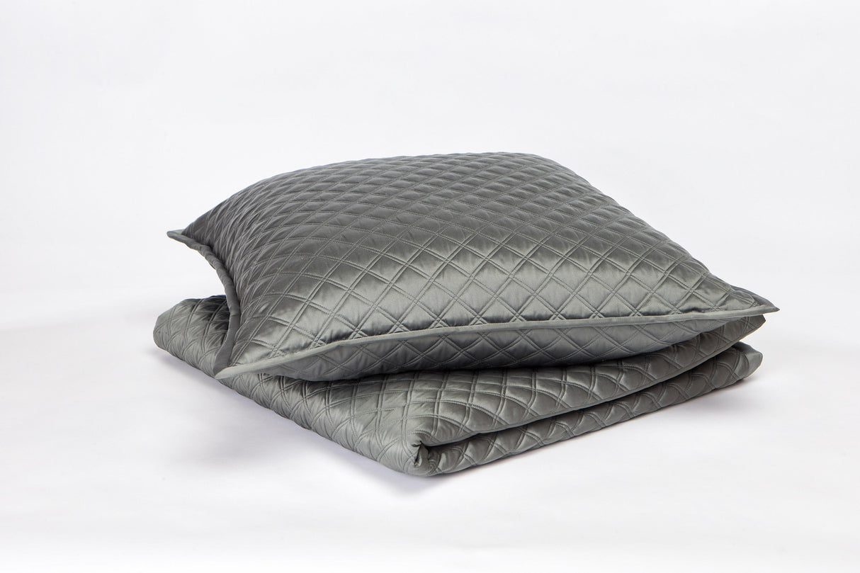 Ann Gish Charcoal King Double Diamond Coverlet Set - Charcoal