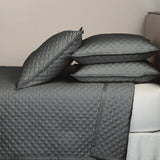 Ann Gish Charcoal Queen Double Diamond Coverlet Set - Charcoal
