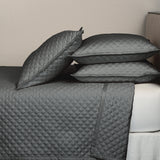 Ann Gish Charcoal Queen Double Diamond Coverlet Set - Charcoal
