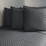 Ann Gish Charcoal Queen Double Diamond Coverlet Set - Charcoal