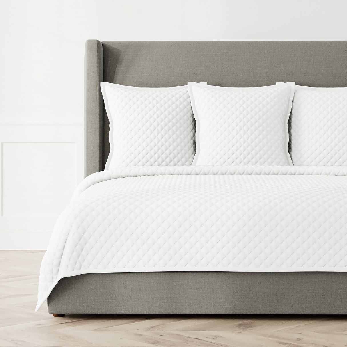 Ann Gish White King Double Diamond Coverlet Set - White
