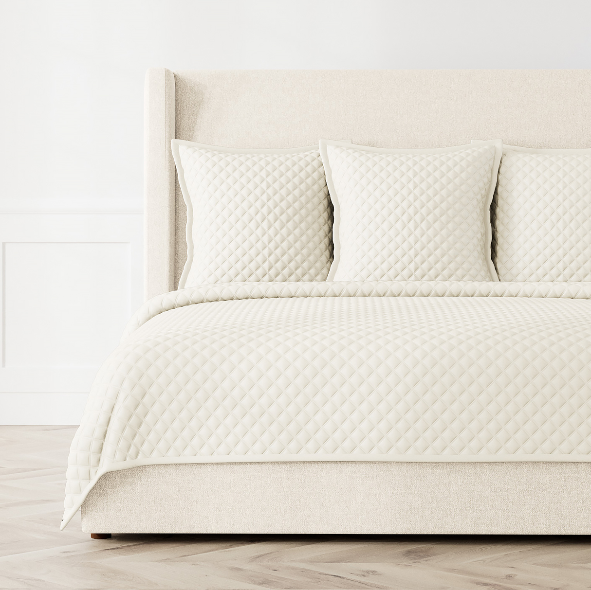 Ann Gish Ivory Queen Double Diamond Coverlet Set - Ivory
