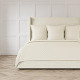 Ann Gish Ivory Queen Double Diamond Coverlet Set - Ivory