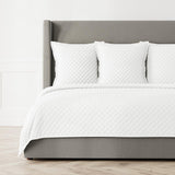 Ann Gish White Queen Double Diamond Coverlet Set - White