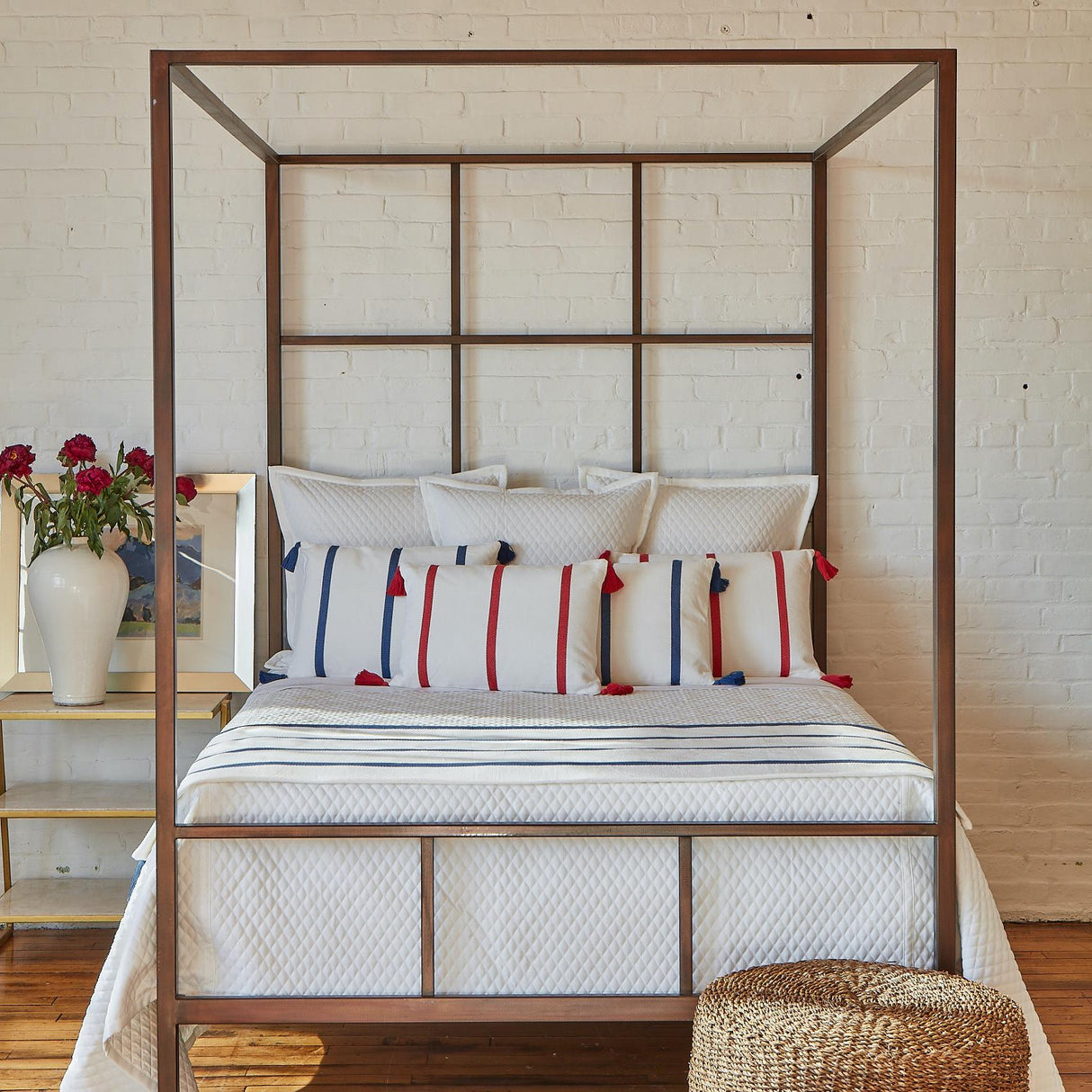 Ann Gish Ivory King Faux Flax Coverlet Set