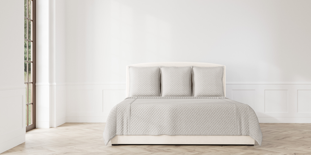 Ann Gish Grey Queen Faux Flax Coverlet Set