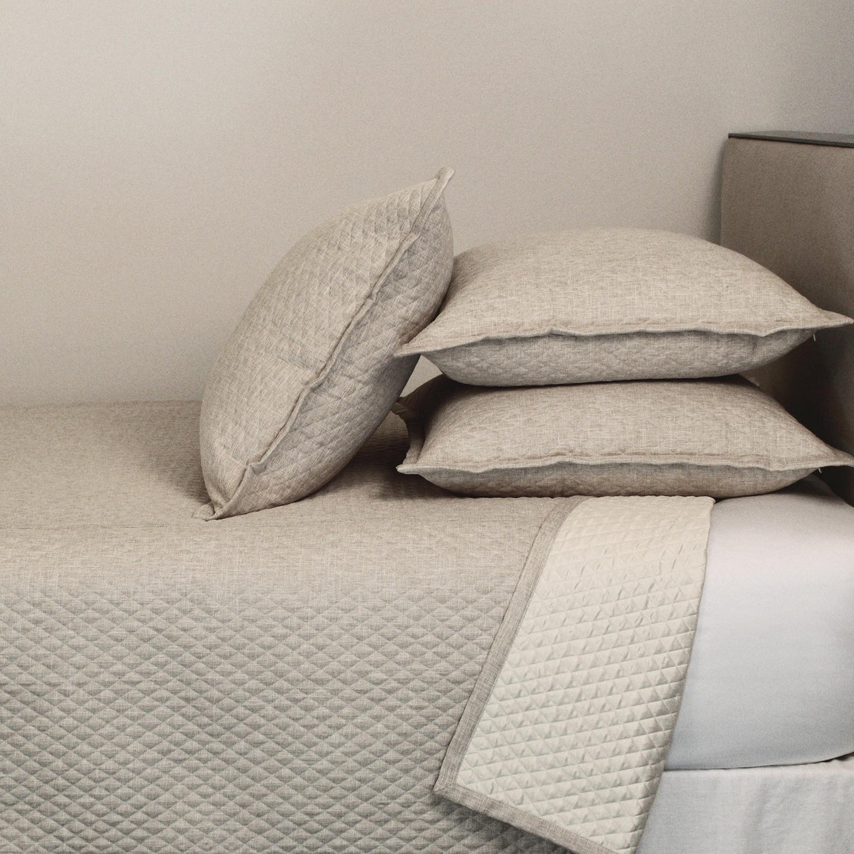 Ann Gish Pumice Queen Faux Flax Coverlet Set