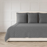 Ann Gish Grey Queen Flannel Coverlet Set