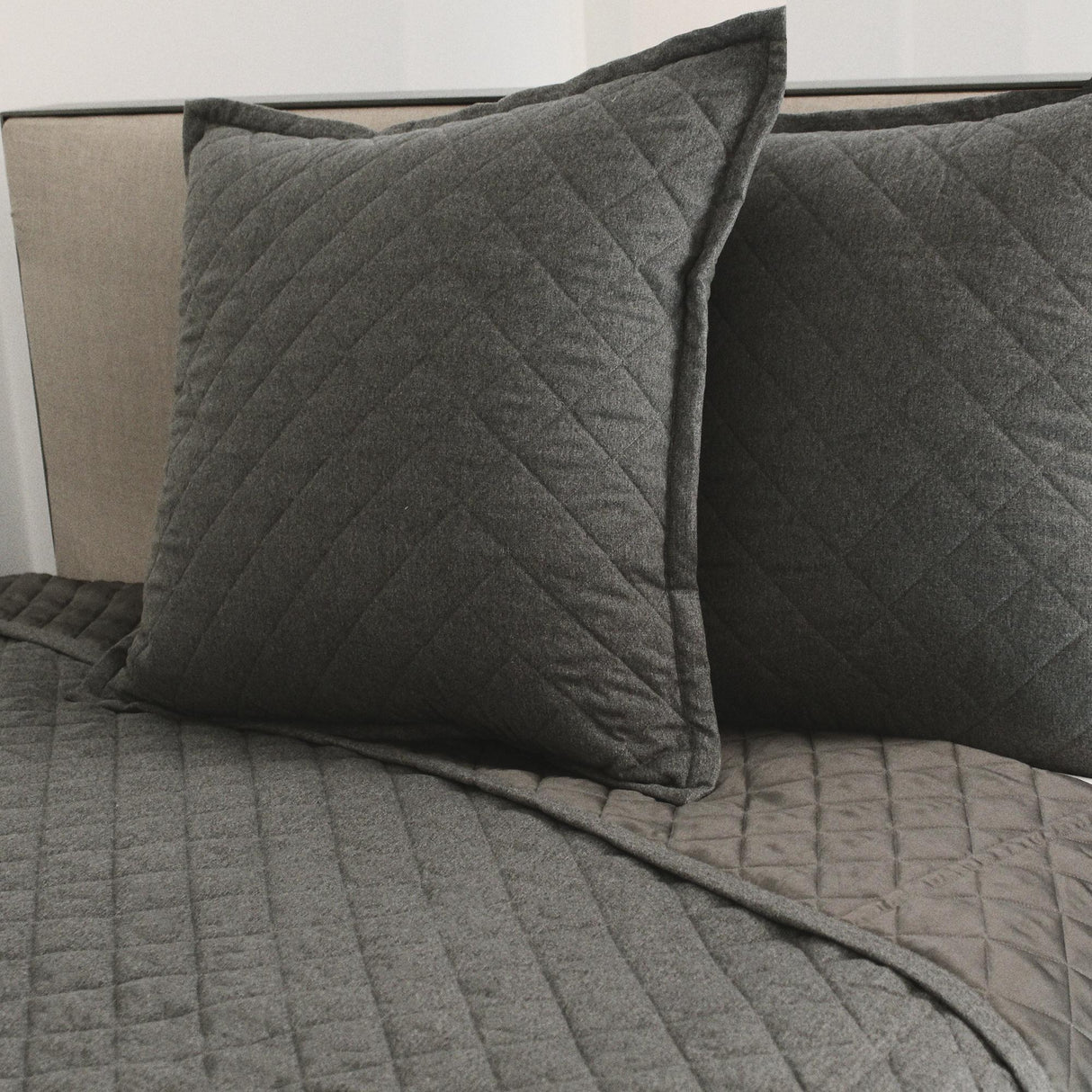 Ann Gish Grey Queen Flannel Coverlet Set