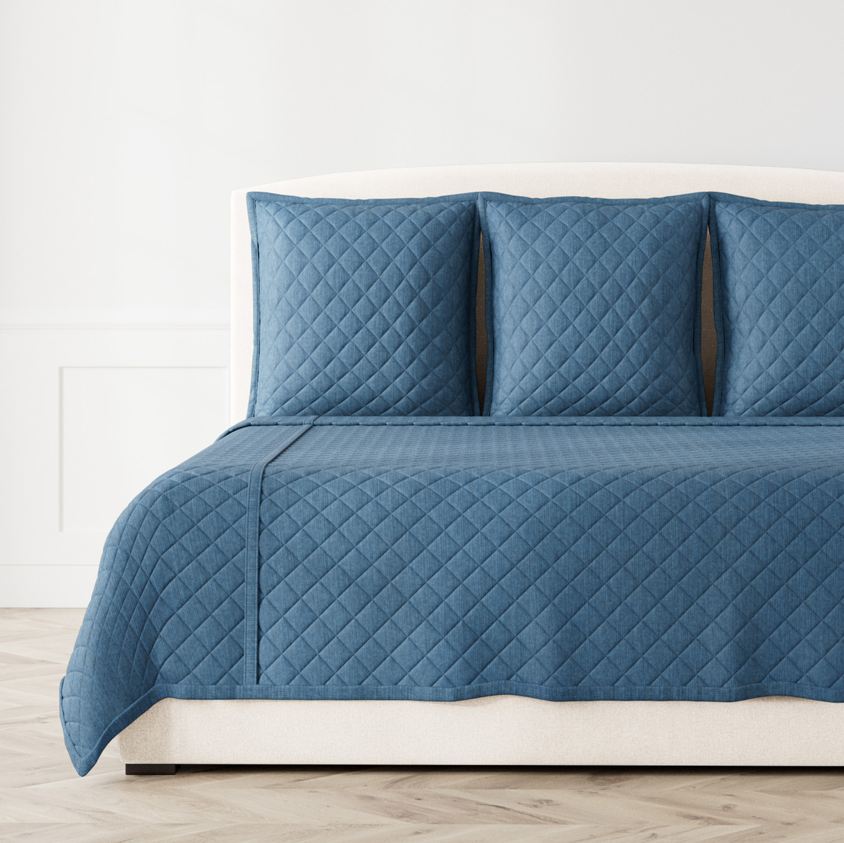 Ann Gish Indigo King Faux Linen Coverlet Set