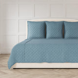 Ann Gish Stonewash Blue King Faux Linen Coverlet Set