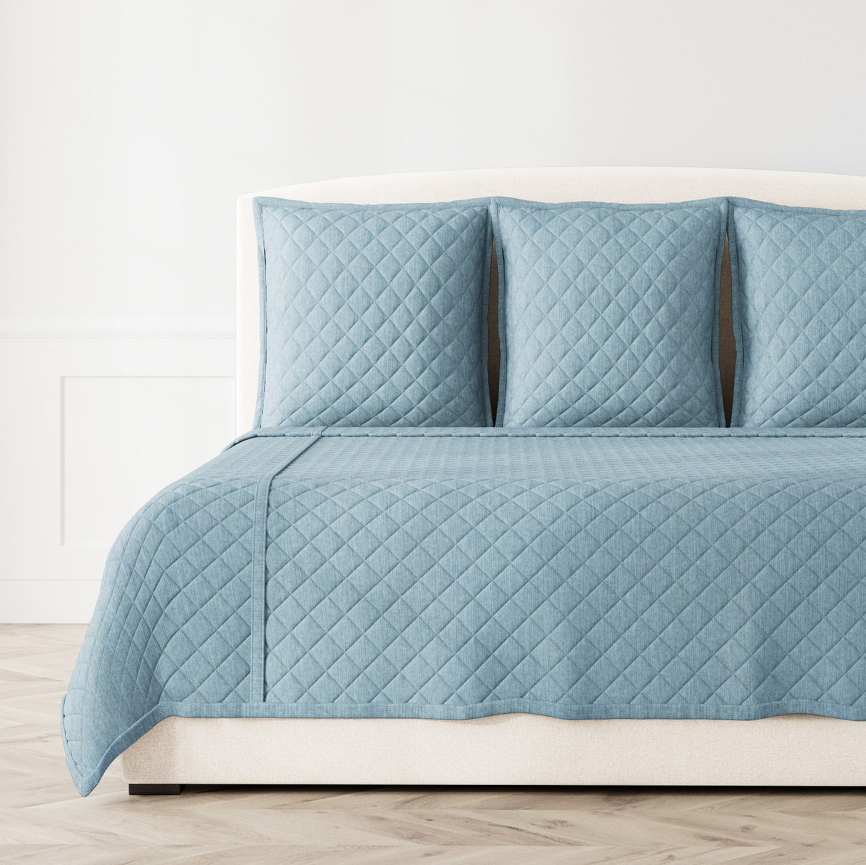 Ann Gish Stonewash Blue King Faux Linen Coverlet Set