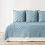 Ann Gish Stonewash Blue King Faux Linen Coverlet Set