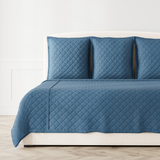 Ann Gish Indigo Queen Faux Linen Coverlet Set