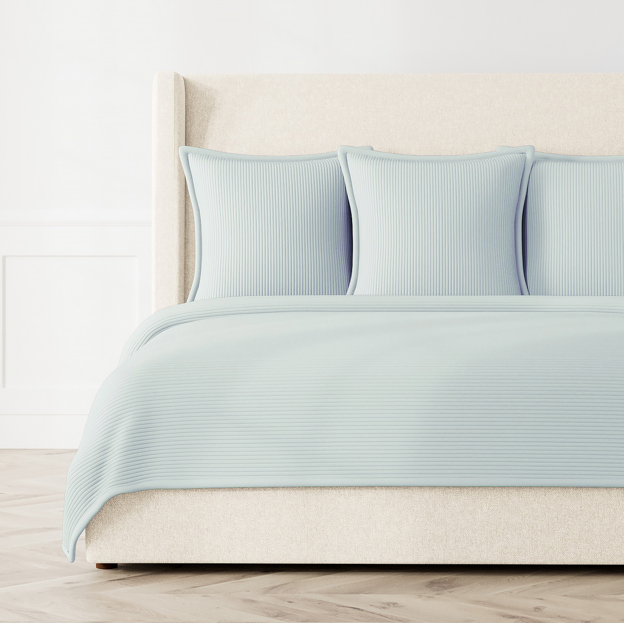 Ann Gish Gracious Blue King Linea Coverlet Set