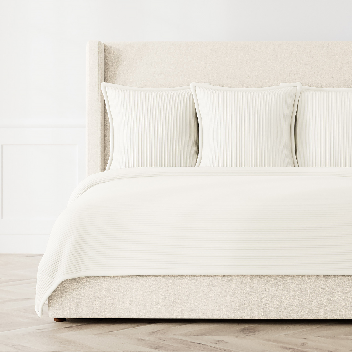 Ann Gish Ivory King Linea Coverlet Set