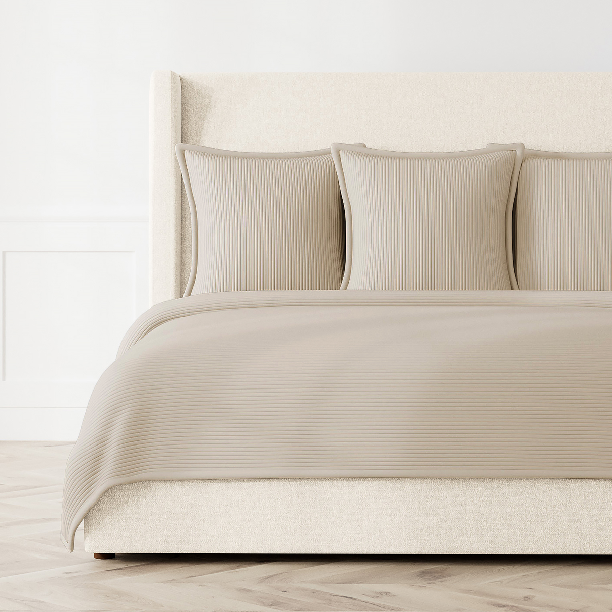 Ann Gish Taupe King Linea Coverlet Set