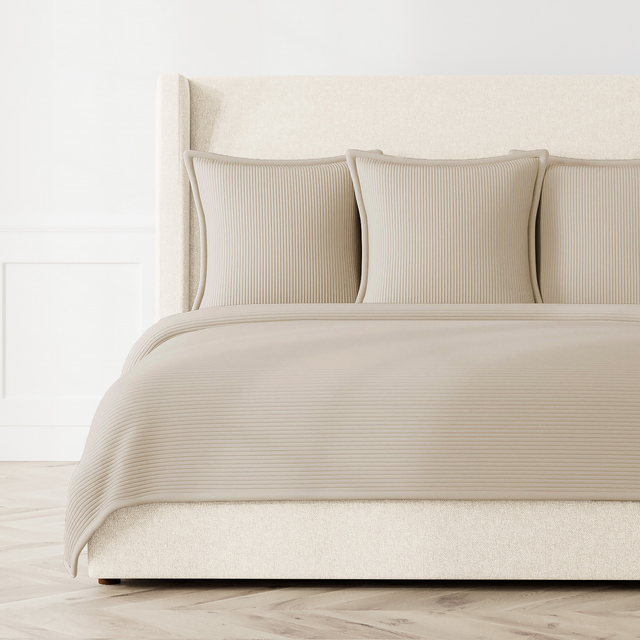 Ann Gish Taupe King Linea Coverlet Set