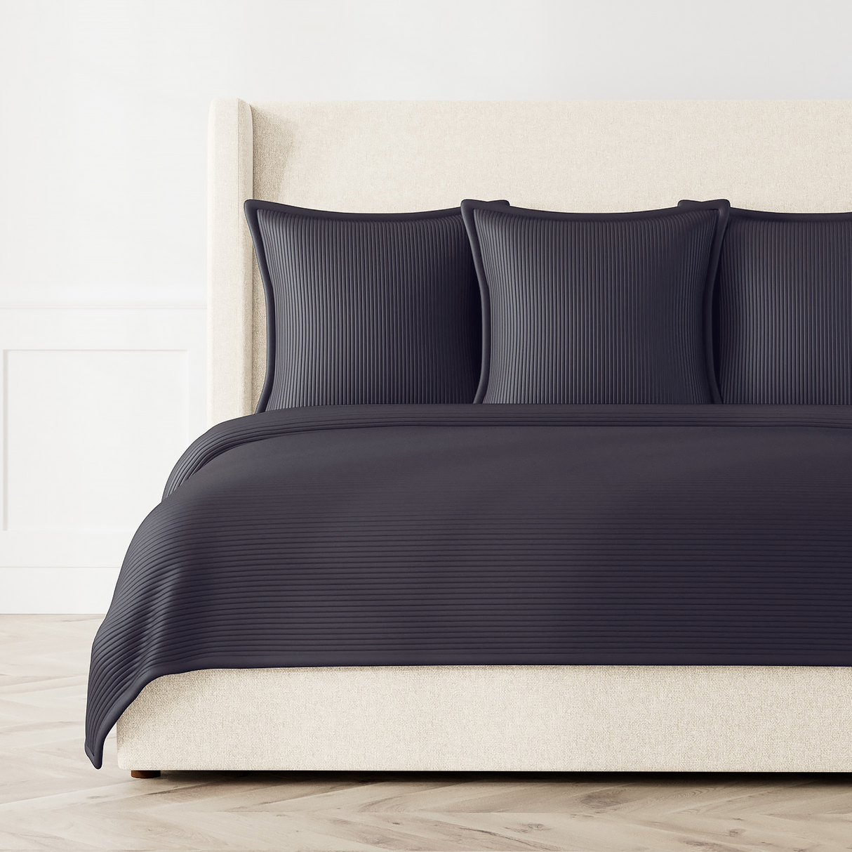 Ann Gish Black Queen Linea Coverlet Set