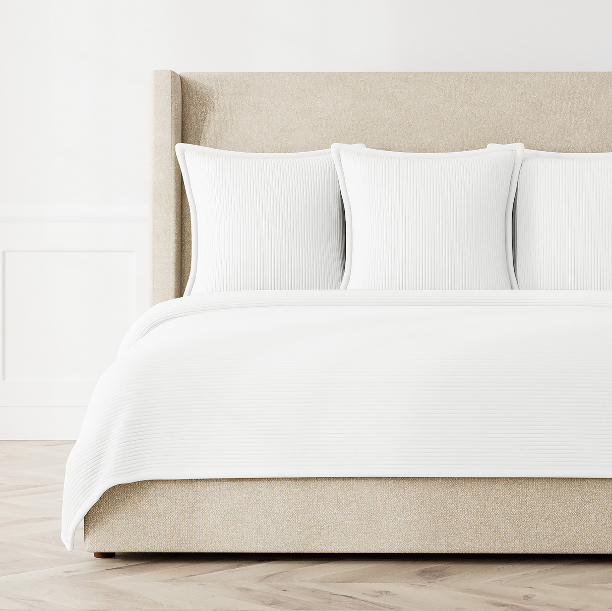 Ann Gish White Queen Linea Coverlet Set