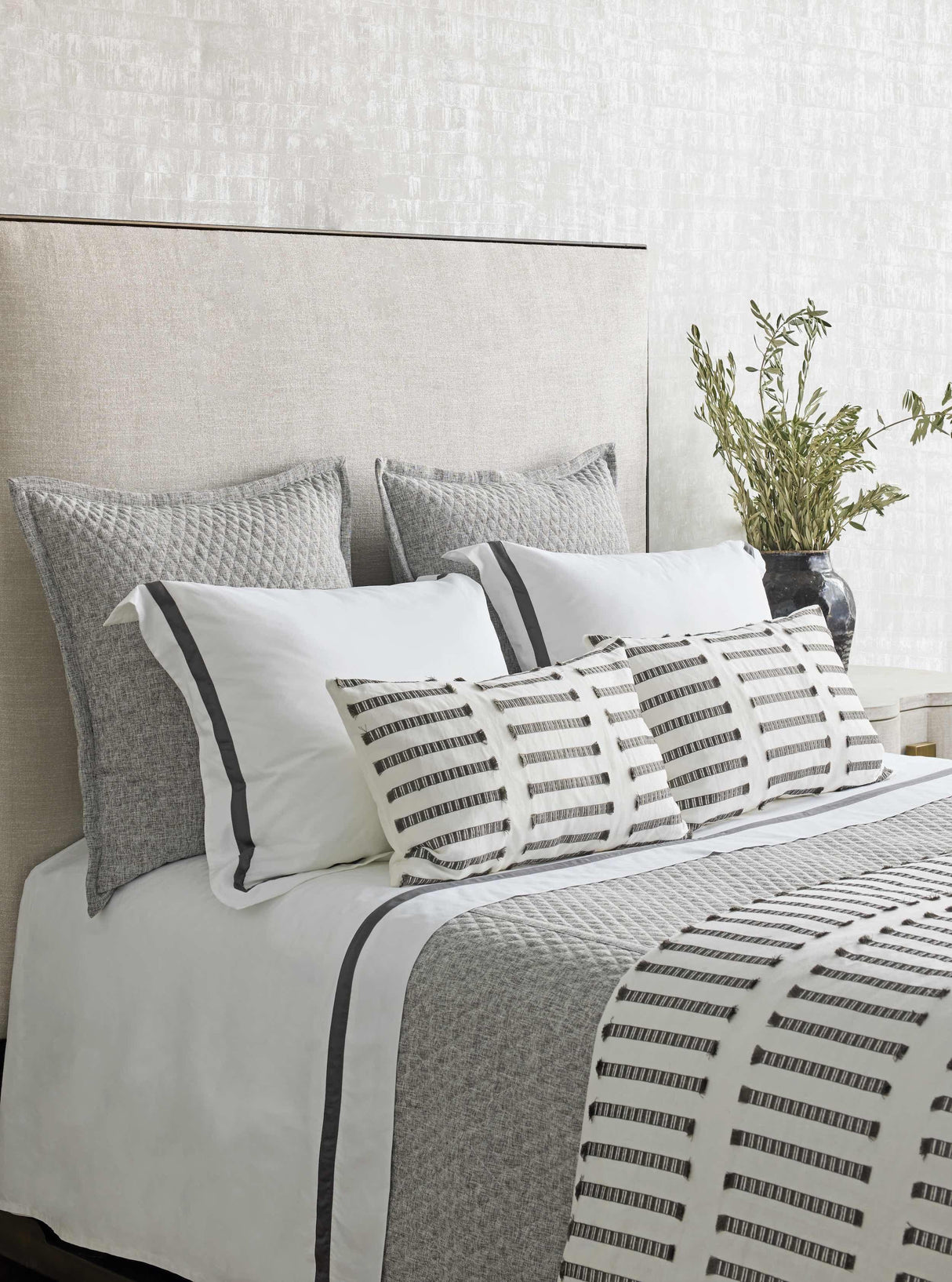 Ann Gish Grey Velvet Quilted Coverlet Set