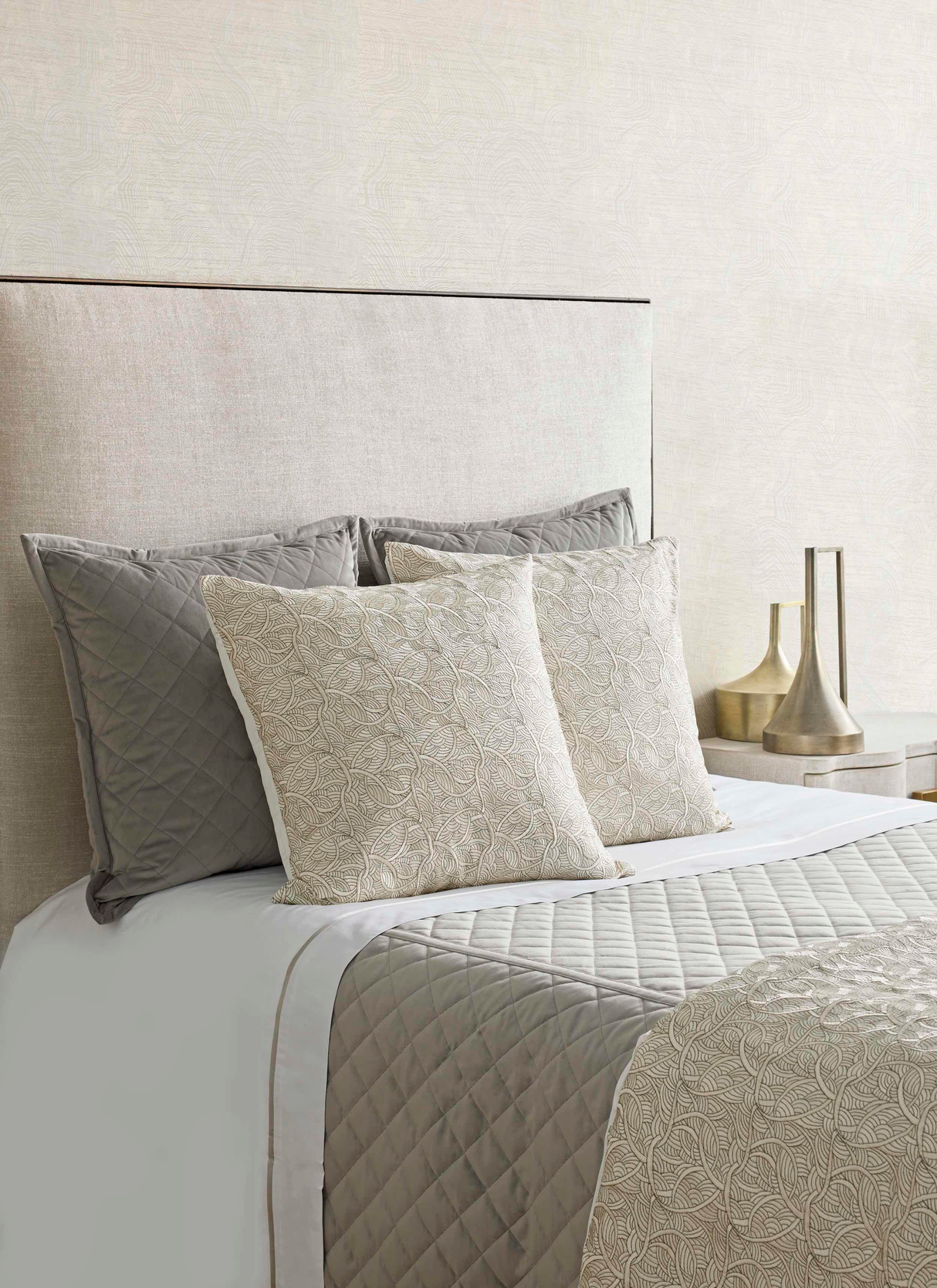 Ann Gish Grey King Velvet Coverlet Set