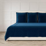 Ann Gish Navy King Velvet Coverlet Set