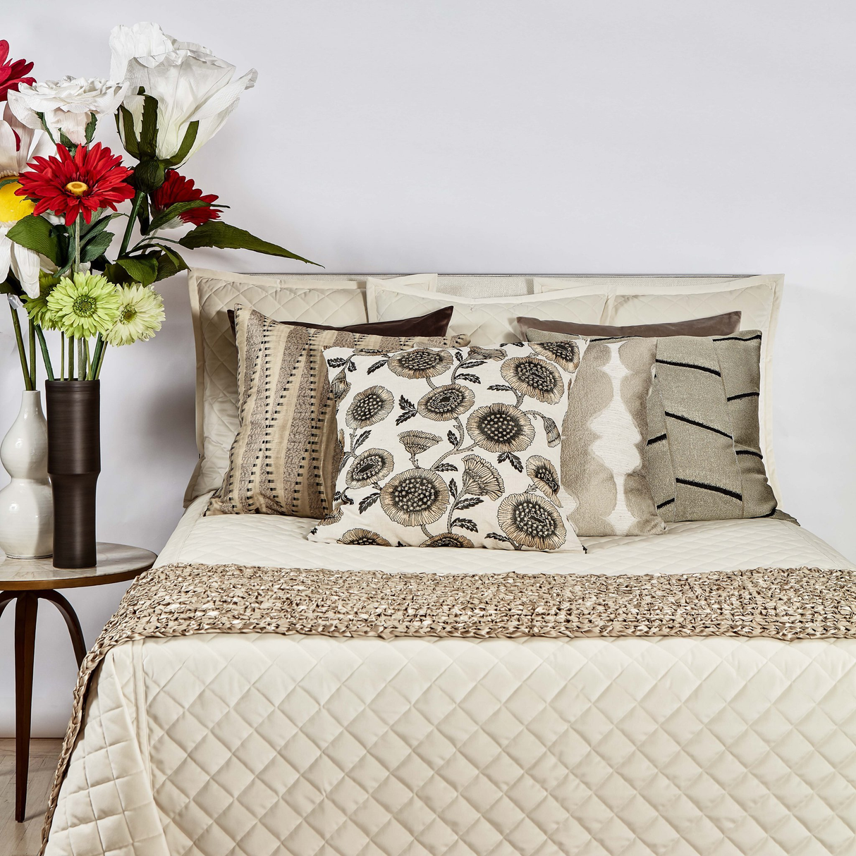 Ann Gish Ivory King Velvet Coverlet Set