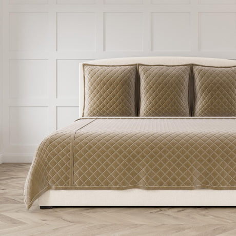 Ann Gish Taupe King Velvet Coverlet Set