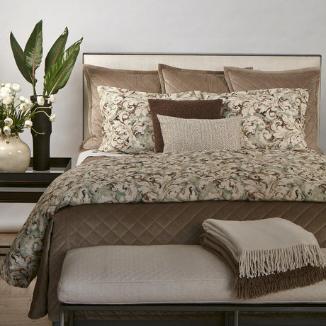 Ann Gish Taupe King Velvet Coverlet Set
