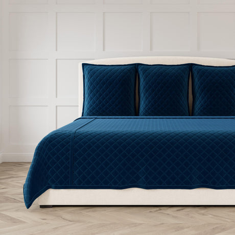 Ann Gish Navy Queen Velvet Coverlet Set
