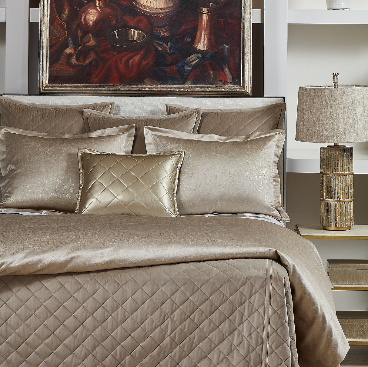 Ann Gish Champagne King Aura Duvet Set