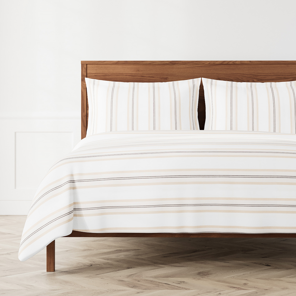 Ann Gish Ivory Sand King Beach Stripe Duvet Set