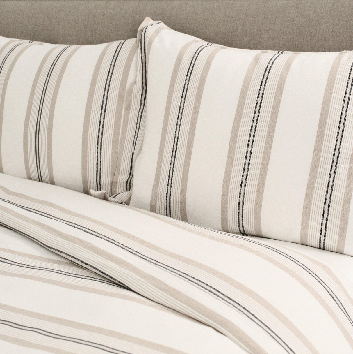 Ann Gish Ivory Sand King Beach Stripe Duvet Set