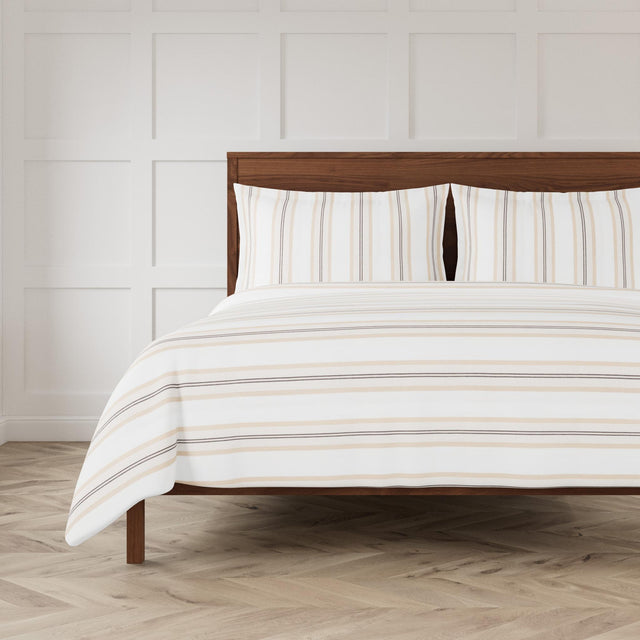 Ann Gish Ivory Sand King Beach Stripe Duvet Set