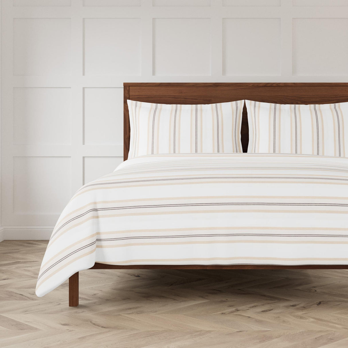 Ann Gish Ivory Sand Queen Beach Stripe Duvet Set