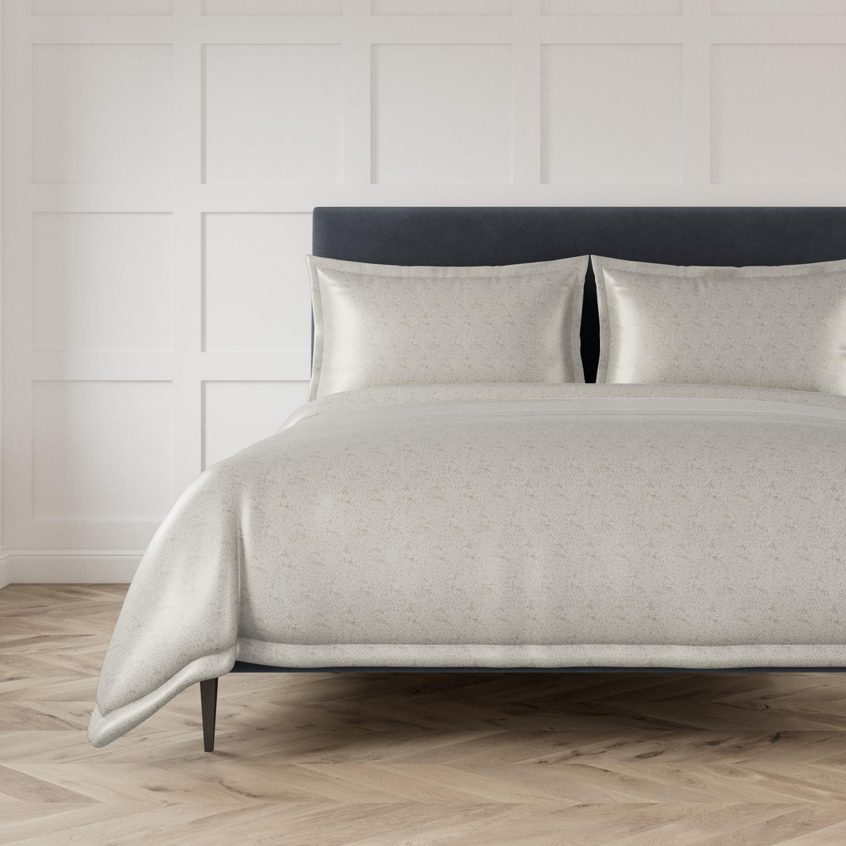 Ann Gish Pewter Queen Imprint Duvet Set