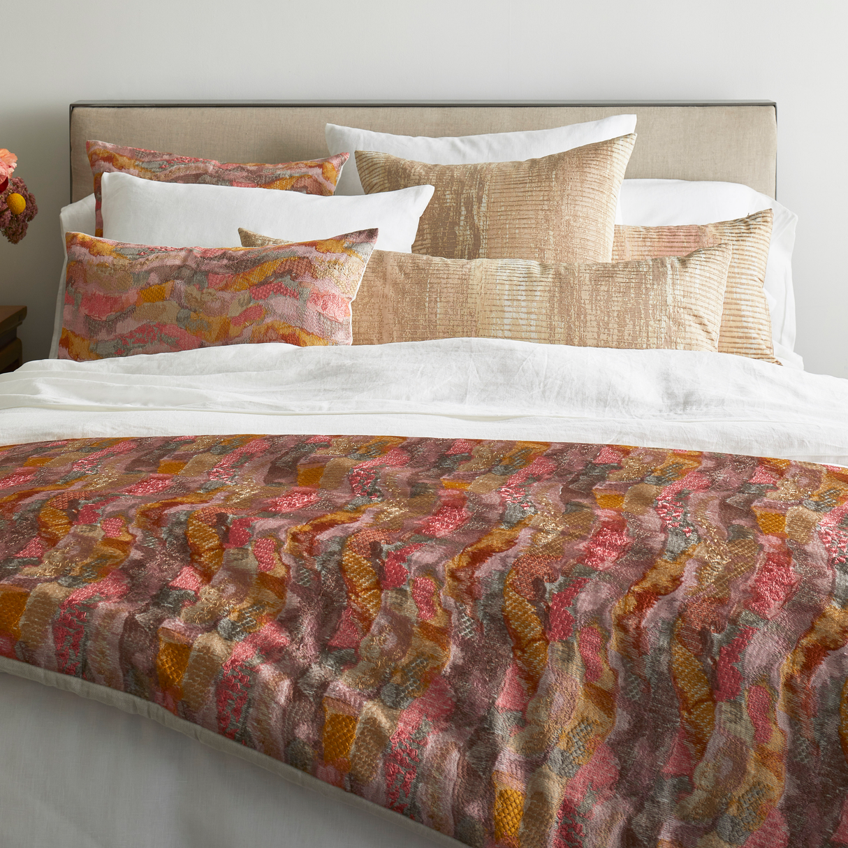 Ann Gish White King Linen Duvet Set