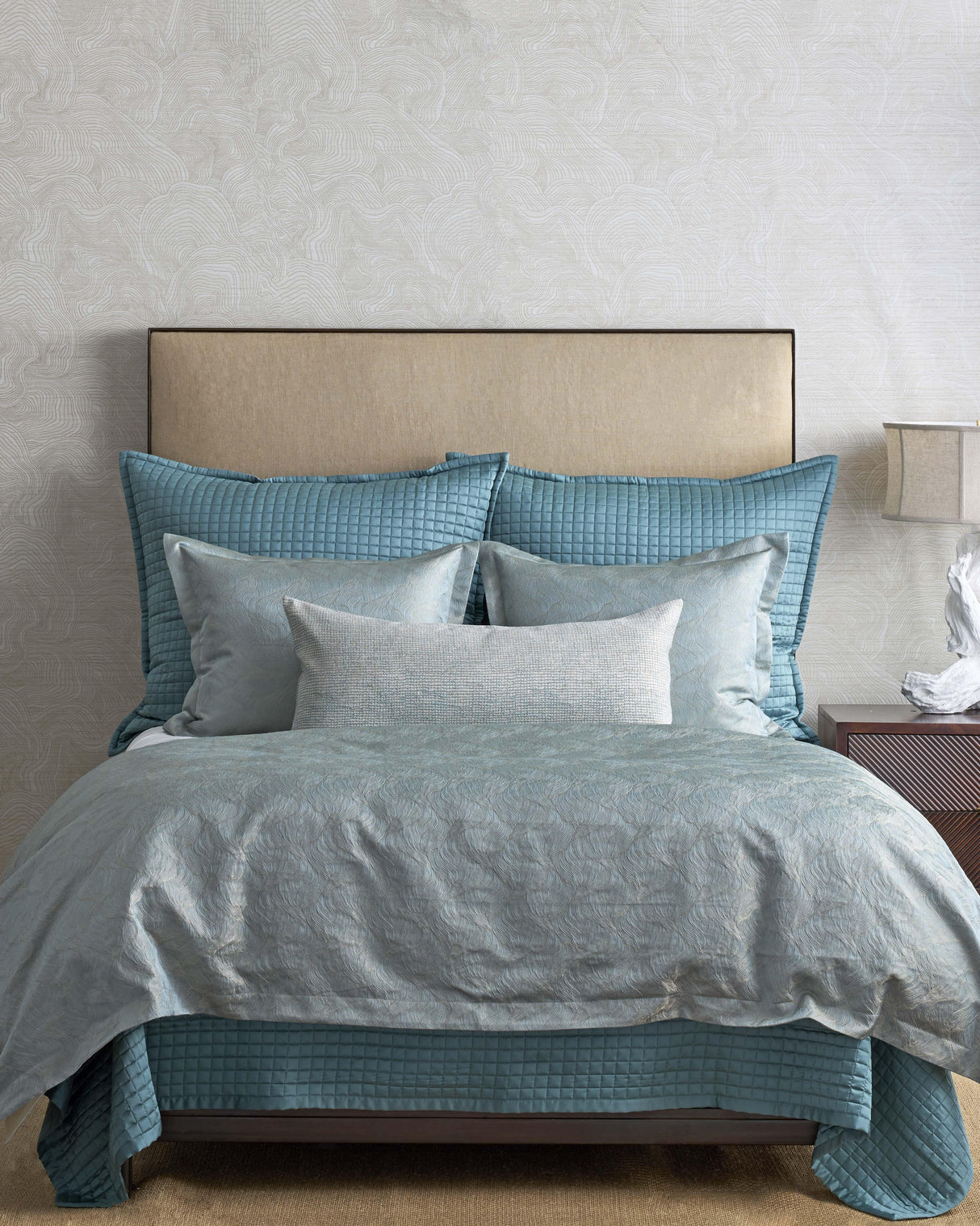 Ann Gish Aqua Queen Tidal Duvet Set