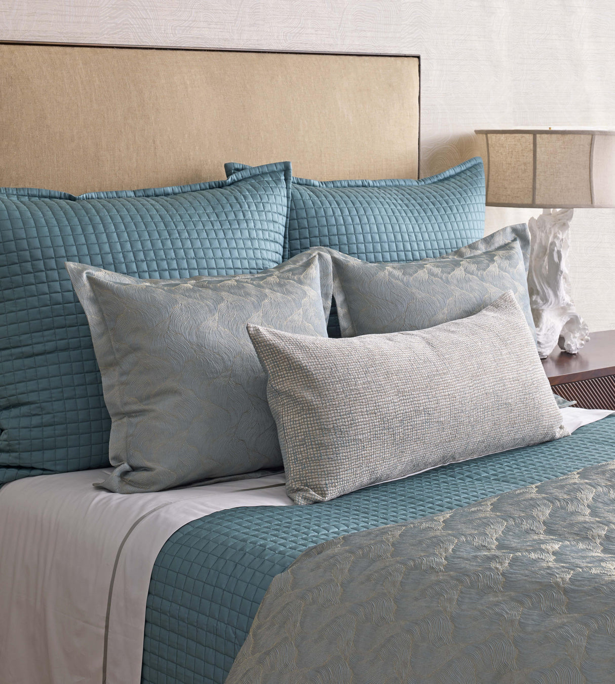 Ann Gish Aqua Queen Tidal Duvet Set