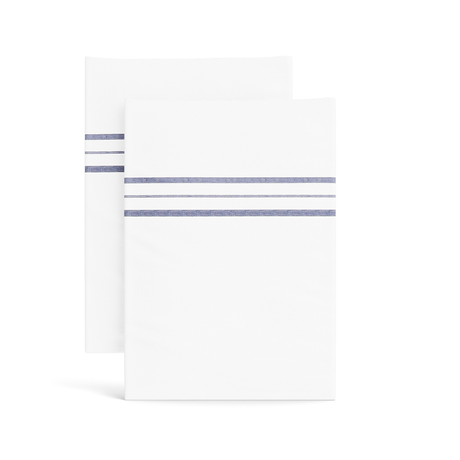 Ann Gish White Navy King Hem Stripe Pillowcases