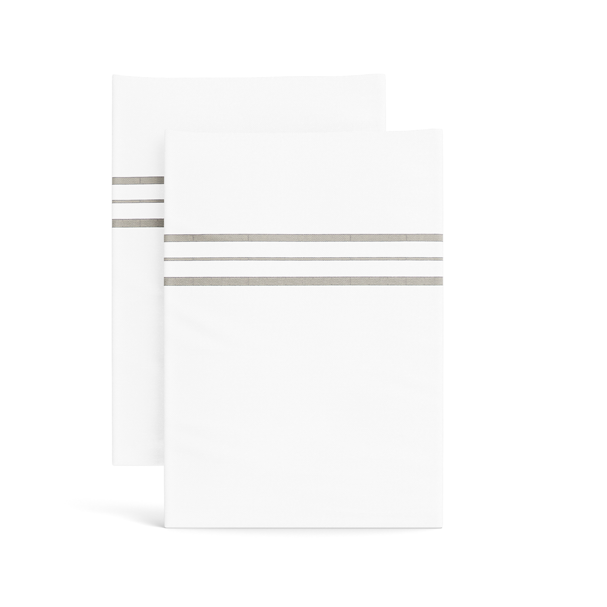 Ann Gish White Taupe King Hem Stripe Pillowcases