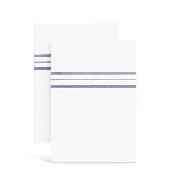 Ann Gish White Navy Standard Hem Stripe Pillowcases