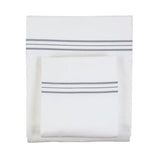 Ann Gish White Grey Cal King Hem Stripe Sheet Set